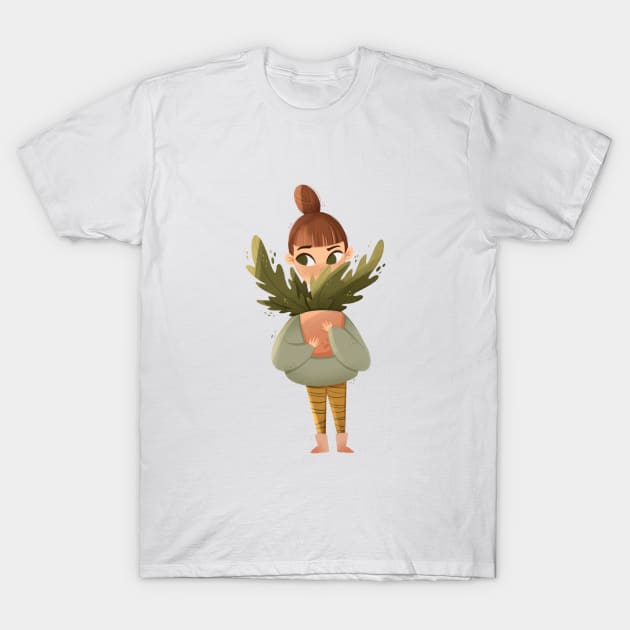 Girl with a plant T-Shirt by Karmina Art
